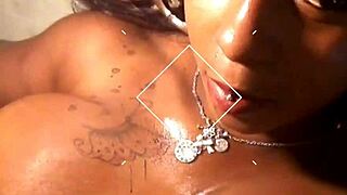 Oiled Big Black Cock Slides Between Massive Tits in Pulsing Titty Fuck Music Video