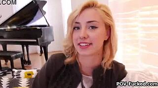 yo, this smoking hot tall blonde teen 18+ is down for her first porn casting! 😈