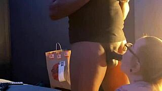 Gracie gags on gamer boyfriend's monster cock in deepthroat frenzy