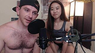 Petite Asian Webcam Model's Tiny Tits Bounce In Live Blowbang
