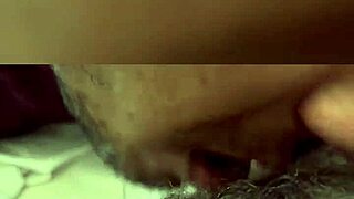 Hot Indian babe's wet pussy licked while kissing biker daddy deep