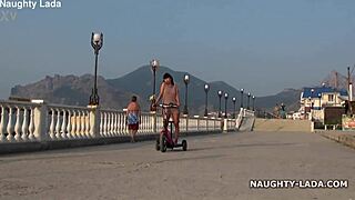 naughty milf wife naked public outdoor riding flashing