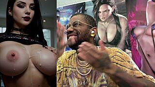 yo check this tan big tits goth slut riding cum-covered cock