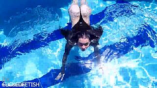 imagine fucking latex jessica bunny underwater in the pool