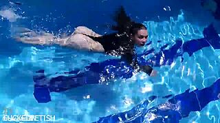 imagine fucking latex jessica bunny underwater in the pool