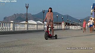 naughty milf wife naked public outdoor riding flashing