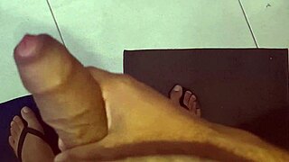 corny hubby jerks off alone in bathroom close-up