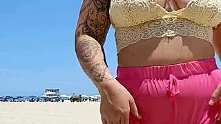 beach lover hard from my almost nude teasing!