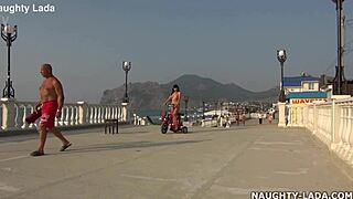 naughty milf wife naked public outdoor riding flashing