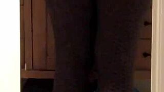 voyeur milf wife big ass shaking in tight leggings tease