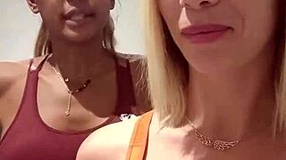 My friend and i seduced the sports coach in our steamy lesbian workout session together