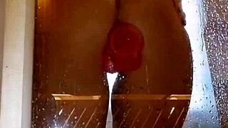 Appetizing Ass Girl Fun in Shower with Pink Dildo!
