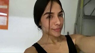 aren't you dying to watch this risky latina finger her wet pussy in gym shower?