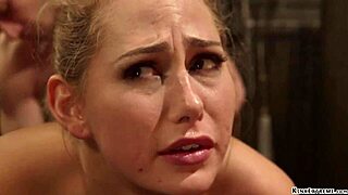 BENT OVER BOUND BLONDE GAGS WHIPPED IN BDSM!