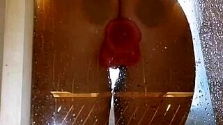 Appetizing Ass Girl Fun in Shower with Pink Dildo!