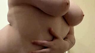 Oiling my huge natural tits big ass chubby pussy lips juicy body in bath!
