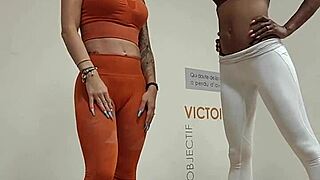 My friend and i seduced the sports coach in our steamy lesbian workout session together