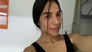 aren't you dying to watch this risky latina finger her wet pussy in gym shower?