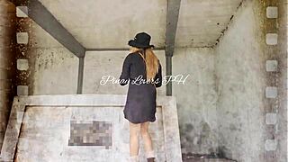 pinay teen sneaks horny public cemetery pounding bent over