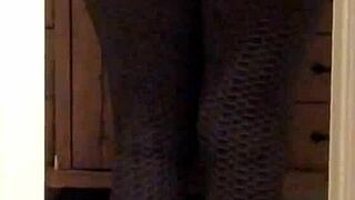 voyeur milf wife big ass shaking in tight leggings tease