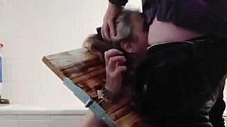 french milf slave bound handcuffs carcan uro masturbates cumshot pov