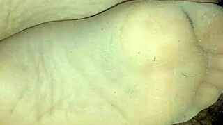 Girlfriend's Homemade Tan Stockings Footjob Tease
