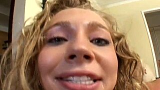 Blonde Teen 18+ Sucks Five Cocks Facial Cum Blast!