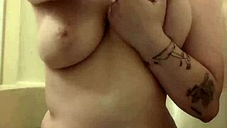 Oiling my huge natural tits big ass chubby pussy lips juicy body in bath!