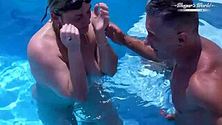 behind the scenes blonde milf holiday pool fuck with hubby!