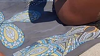 so hot at beach i strip bikini and flash tight pussy 😈🏖️