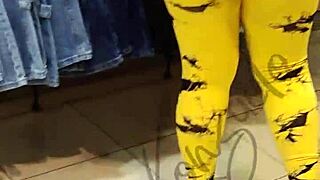 see my thong peeking through yellow leggings sexy latina?