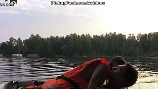 three guys pickup tattooed boat babe for cash creampie group fuck!