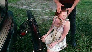 Siren's humiliated submissive slut crawls from lagoon for ass licking and piss swallowing