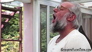 Teen Bent Over For Grandfather's Outdoor Cumshot Doggystyle