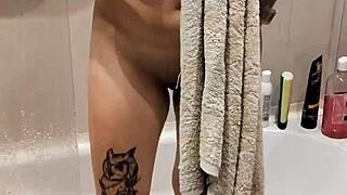 Step-sis showers unaware of my voyeur stare wet dream fuck tease