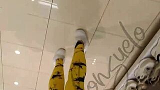 see my thong peeking through yellow leggings sexy latina?