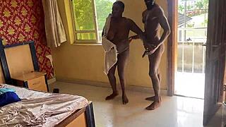 African lesbians share big black dick in wild backstage threesome