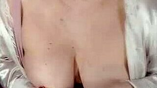 Sexy chubby stepmom, that hot mature bitch, fingers her pussy like crazy right now