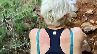 couple sneaks forest kiss flashes ass bends for outdoor doggystyle pov