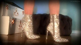 Goddess Boots Sparkle Mesmerizes Slave Into Total Ass Worship Submission