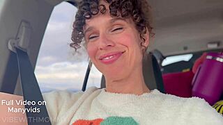 stepmom calls stepson for backseat ass licking creampie ride in family car public outdoor?