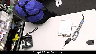 Teen shoplifter caught stealing clothes gets roughly punished by cop.