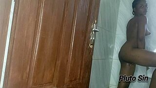 bathroom sex with ebony girlfriend part ii. she rides bbc cowgirl wet