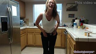Jess Ryan Sexy Milf Fingers Pussy in Homemade Kitchen Roleplay