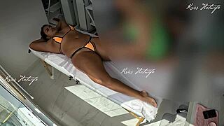 Micro bikini massage shoves deep into my big pussy!