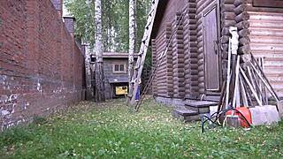russian brunette's hairy ass anal masturbation outdoors phone sex voyeur orgasm
