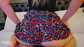 Hot Stepsister in Miniskirt No Panties Takes Creampie from Brother