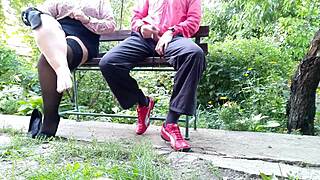 Mother-in-law goes wild for cum on nylons