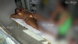 Micro bikini massage shoves deep into my big pussy!