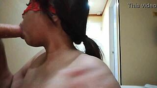 asian milf slurps cock like a cum-hungry slut, toys and facials next